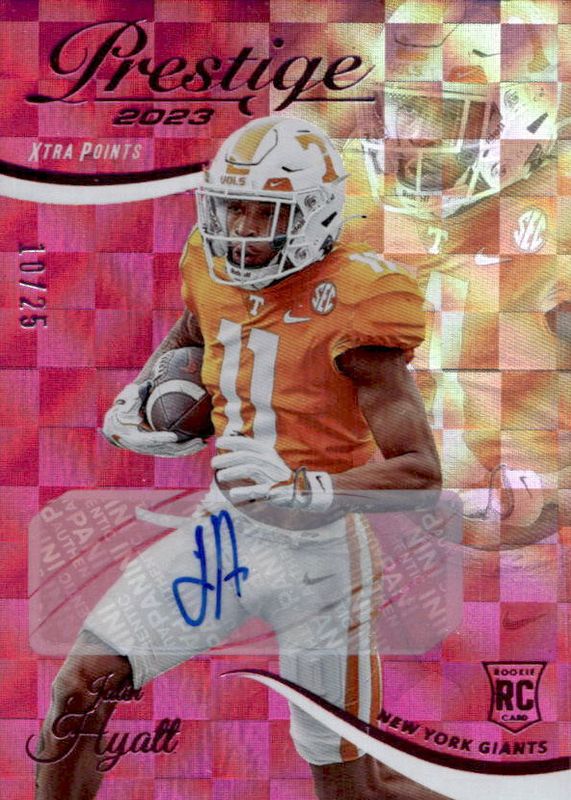 Jalin Hyatt 2023 Prestige #345 Xtra Points Signatures - Pink /25 Rookie BGS 9.5