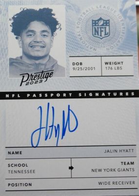 2023 Prestige #NPS-JHY NFL Passport Signatures