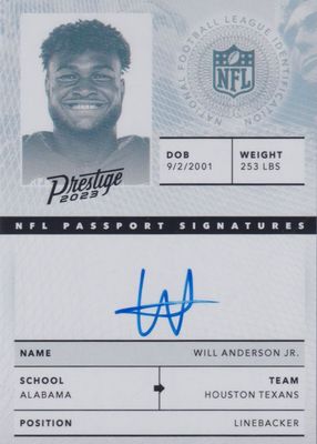 2023 Prestige #NPS-WA NFL Passport Signatures