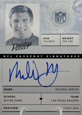 2023 Prestige #NPS-MMR NFL Passport Signatures