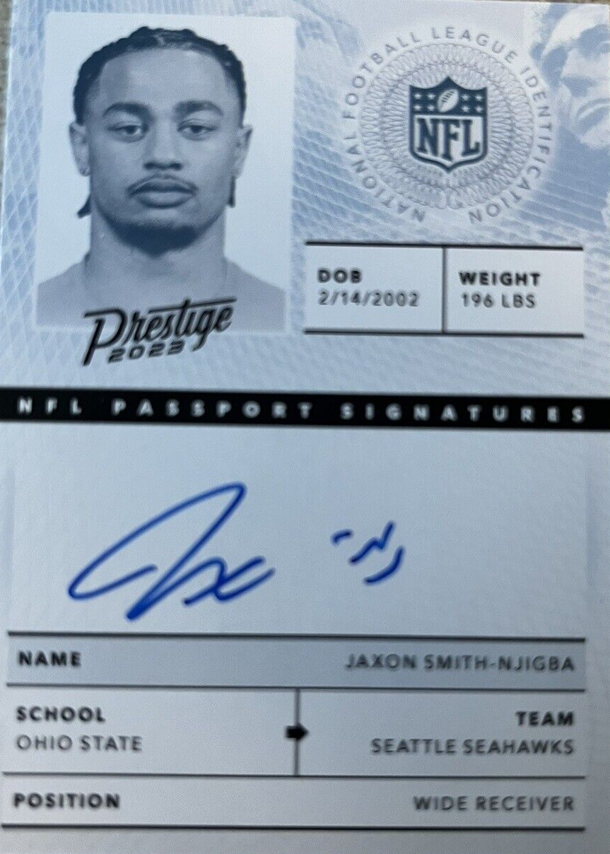 Jaxon Smith-Njigba 2023 Prestige #NPS-JSN NFL Passport Signatures