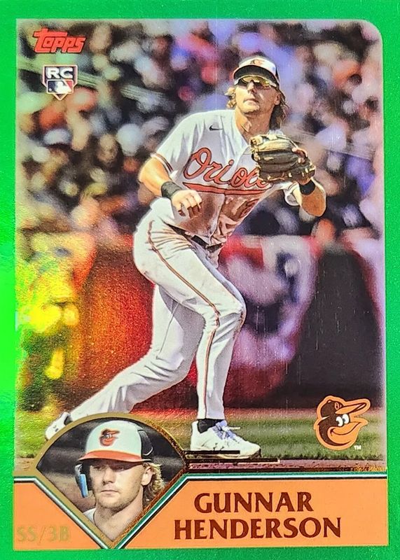 Gunnar Henderson 2023 Topps Archives #202 Green Foil /99 Rookie RAW