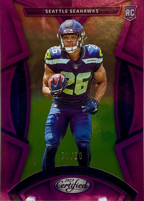Zach Charbonnet 2023 Certified #164 Mirror Purple /10 Rookie BGS 9
