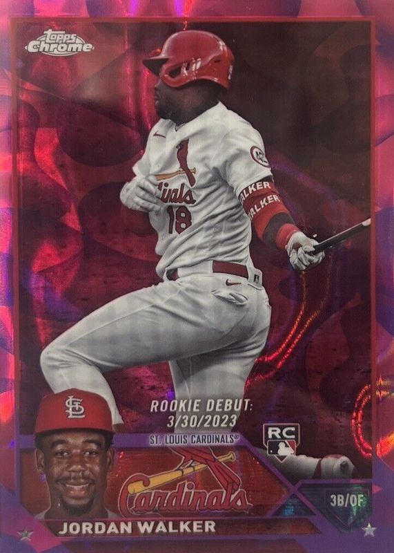 Jordan Walker 2023 Topps Chrome Update #USC150 Rookie Debut - Magenta & Purple Lava Lamp Refractor /299 PSA 10