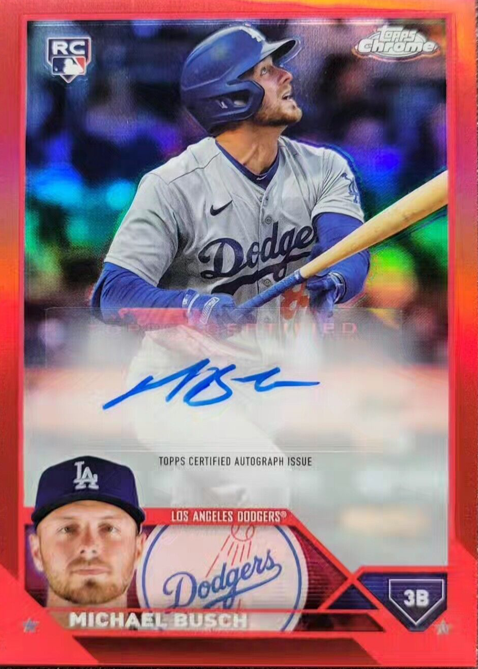 Michael Busch 2023 Topps Chrome Update #AC-MB Autographs - Red 