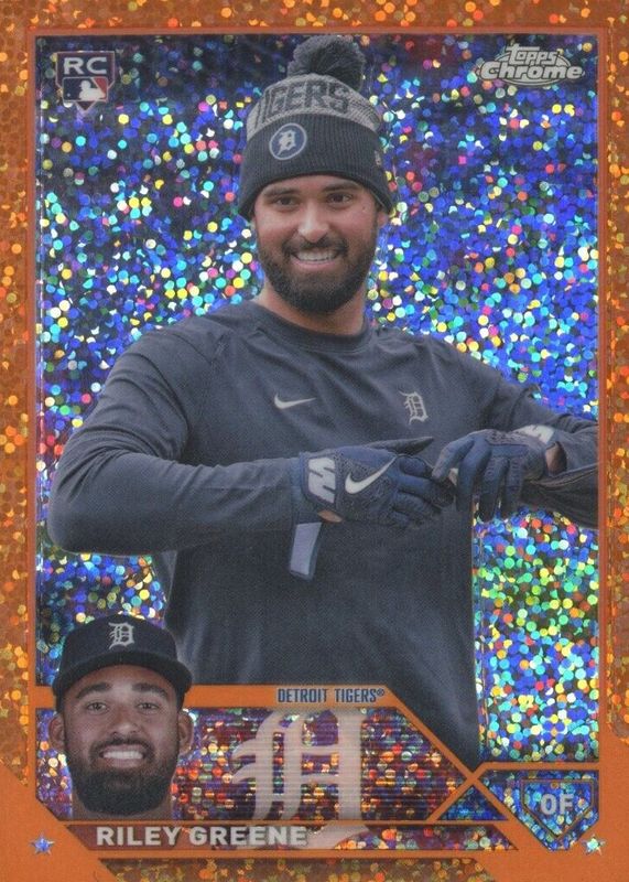 Riley Greene 2023 Topps Chrome Update #USC128 SP Variation - Orange Speckle Refractor /25 Rookie RAW