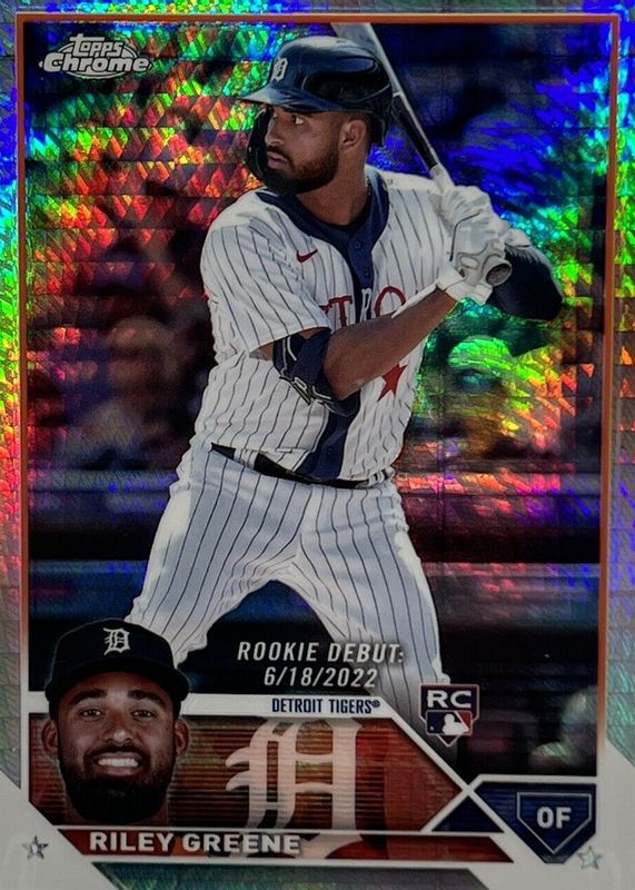 Riley Greene 2023 Topps Chrome Update #USC128 Rookie Debut - Prism Refractor PSA 10