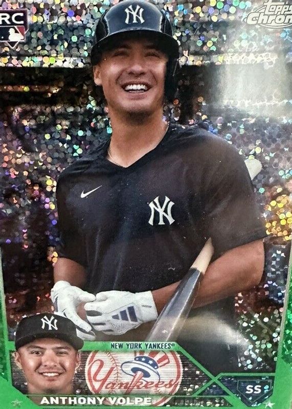 Anthony Volpe 2023 Topps Chrome Update #USC35 SP Variation - Green Speckle Refractor /99 Rookie RAW