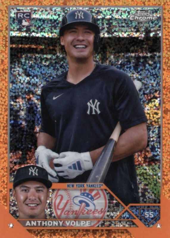 Anthony Volpe 2023 Topps Chrome Update #USC35 SP Variation - Orange Speckle Refractor /25 Rookie SGC 9