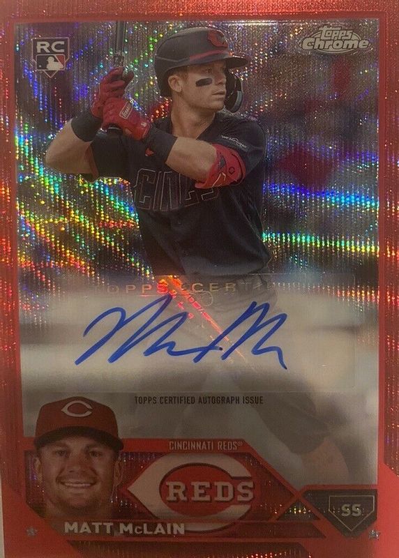 Matt McLain 2023 Topps Chrome Update #AC-MMC Autographs - Red Wave Refractor /5 Rookie SGC 10