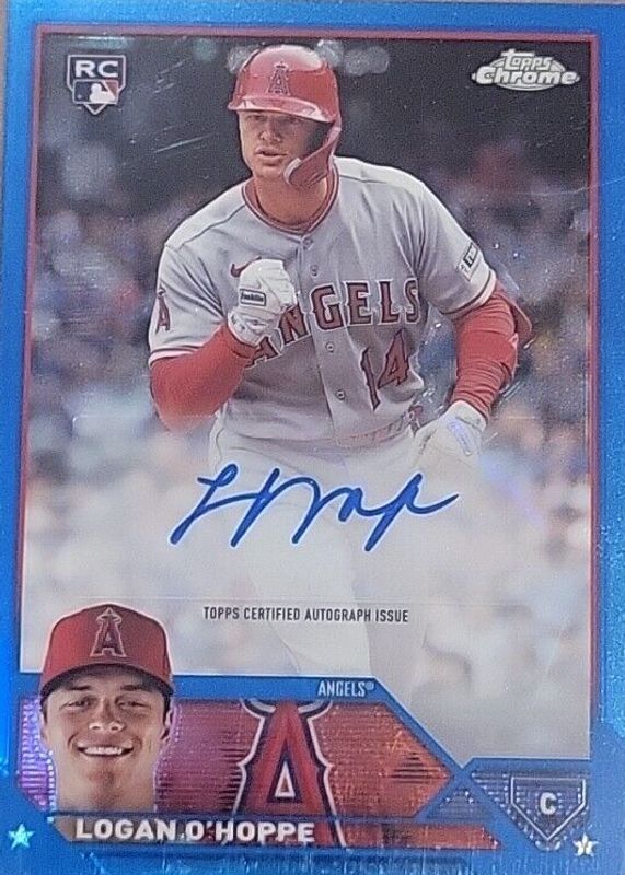 Logan O'Hoppe 2023 Topps Chrome Update #AC-LOH Autographs - Blue Refractor /150 Rookie RAW