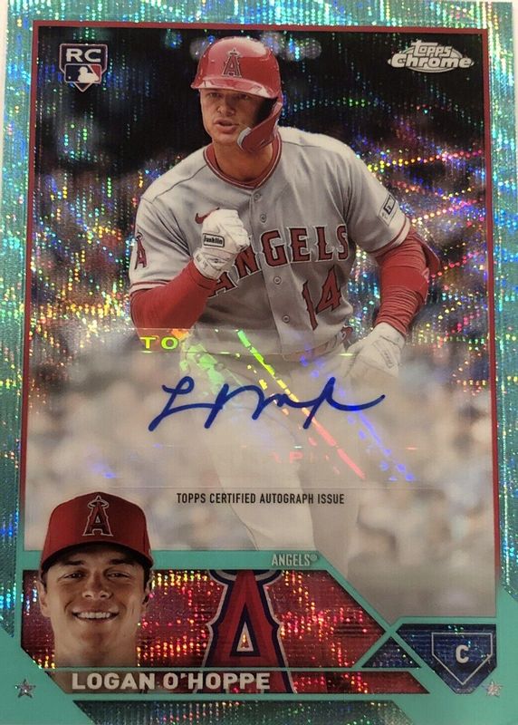 Logan O'Hoppe 2023 Topps Chrome Update #AC-LOH Autographs - Aqua 