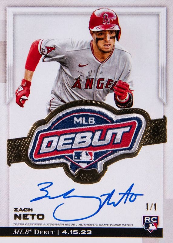 Zach Neto 2023 Topps Chrome Update #RDP-ZN MLB Debut Patch Autograph /1 Rookie PSA 10