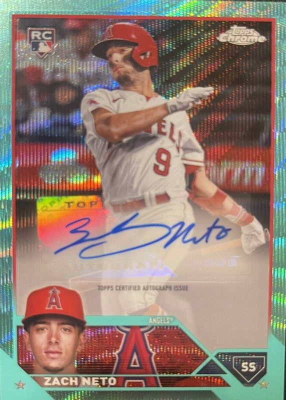 Zach Neto 2023 Topps Chrome Update #AC-ZN Autographs - Aqua Wave Refractor /199 Rookie RAW