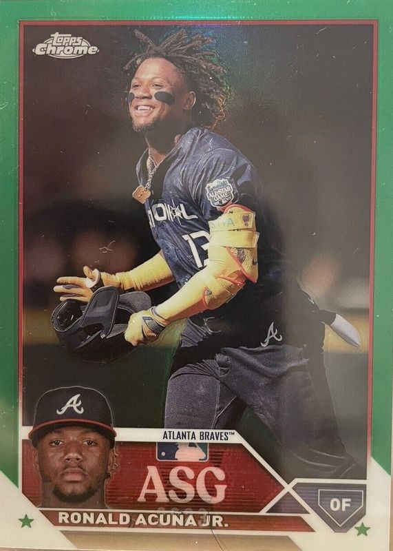 Ronald Acuna Jr. 2023 Topps Chrome Update #ASGC-7 2023 All-Star Game - Green Refractor /99 PSA 10