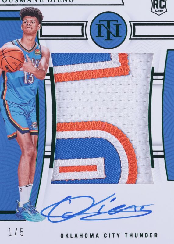 Ousmane Dieng 2022 National Treasures #124 Rookie Patch Auto - Emerald /5 RAW