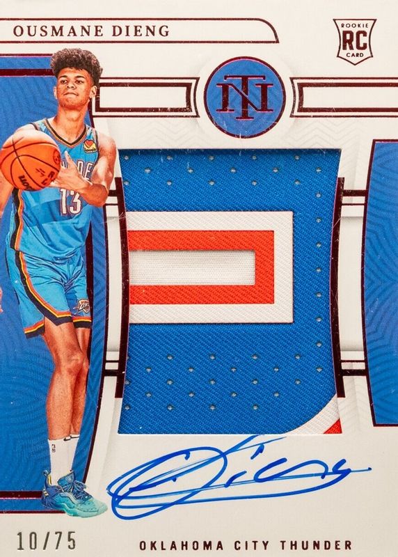 Ousmane Dieng 2022 National Treasures #124 Rookie Patch Auto - Red /75 SGC 10