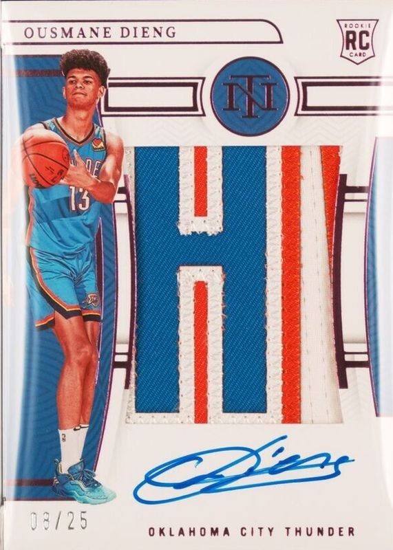 Ousmane Dieng 2022 National Treasures #124 Rookie Patch Auto - Pink /25 BGS 9.5