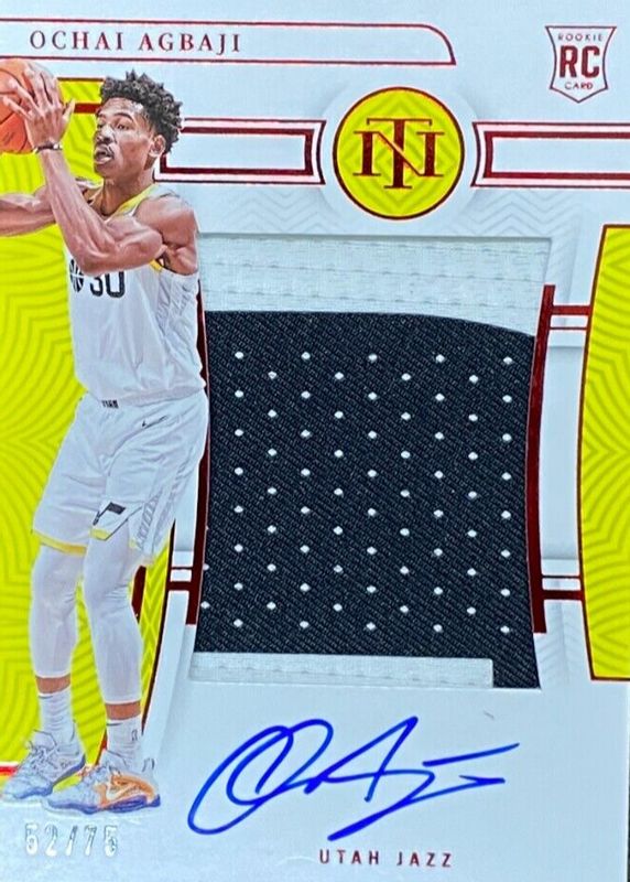 Ochai Agbaji 2022 National Treasures #107 Rookie Patch Auto - Red /75 RAW