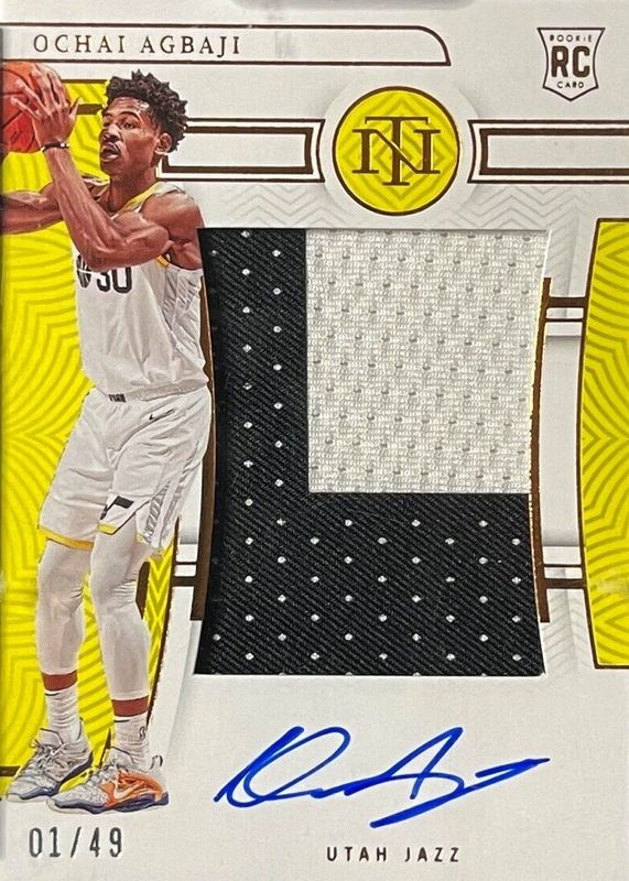 Ochai Agbaji 2022 National Treasures #107 Rookie Patch Auto - Bronze /49 RAW