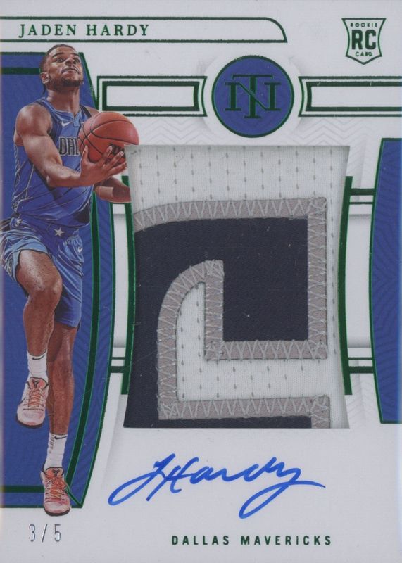 Jaden Hardy 2022 National Treasures #129 Rookie Patch Auto - Emerald /5 RAW