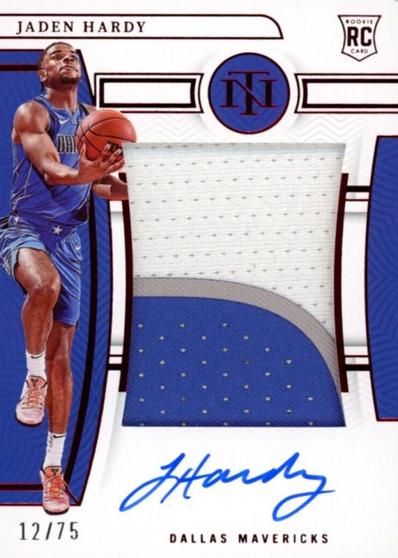 Jaden Hardy 2022 National Treasures #129 Rookie Patch Auto - Red /75 RAW