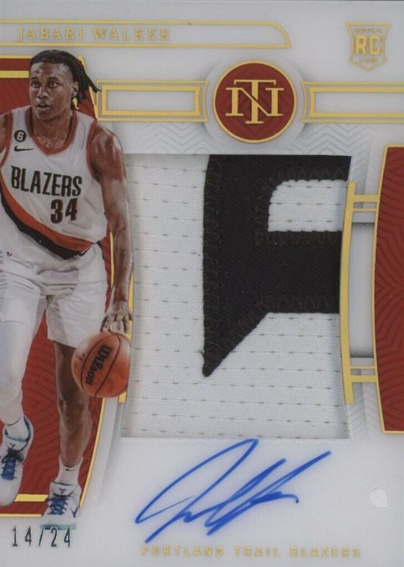 Jabari Walker 2022 National Treasures #149 Rookie Patch Auto - Gold FOTL /24 Rookie PSA 10