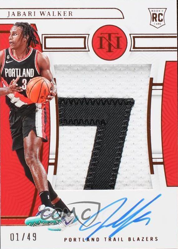 Jabari Walker 2022 National Treasures #149 Rookie Patch Auto - Bronze /49 Rookie PSA 9