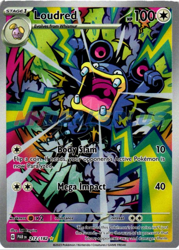 Loudred 2023 Scarlet & Violet: Paradox Rift #212/182 Illustration Rare RAW TCG (NEAR MINT)