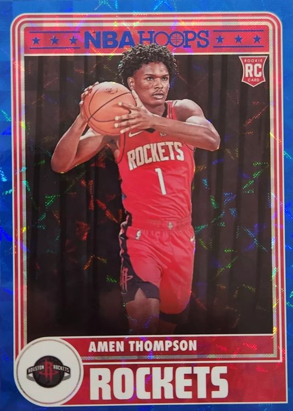 Amen Thompson 2023 Hoops #300 Tribute - Hyper Blue Rookie SGC 9.5