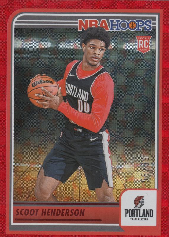 Scoot Henderson 2023 Hoops #232 Hyper Red /99 Rookie SGC 9.5