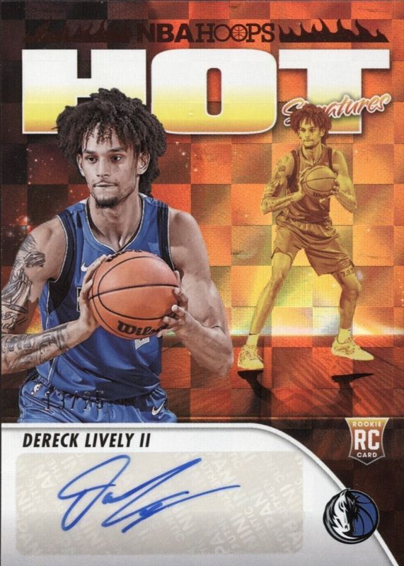 Dereck Lively II 2023 Hoops #HSR-DL Hot Signatures Rookies - Red /25 Rookie SGC 9