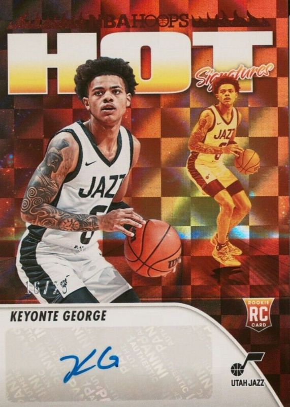 Keyonte George 2023 Hoops #HSR-KG Hot Signatures Rookies - Red /25 Rookie SGC 10