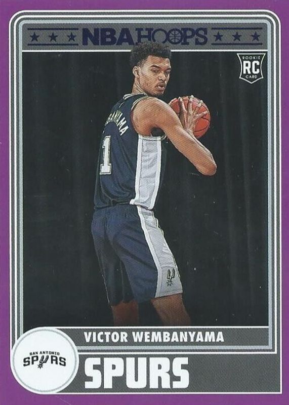 Victor Wembanyama 2023 Hoops #298 Tribute - Purple Rookie SGC 10