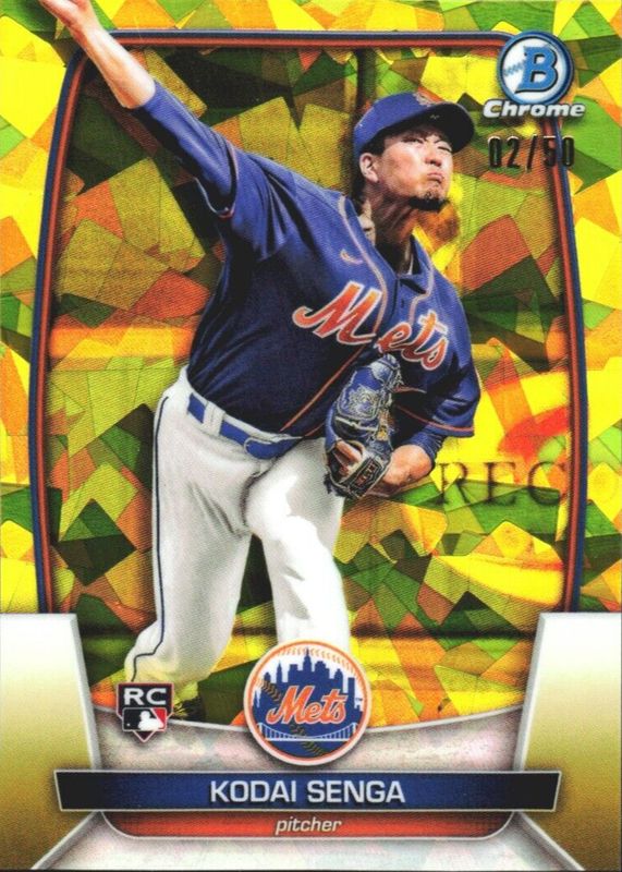 Kodai Senga 2023 Bowman Chrome Sapphire Edition #77 Yellow /50 Rookie PSA 10