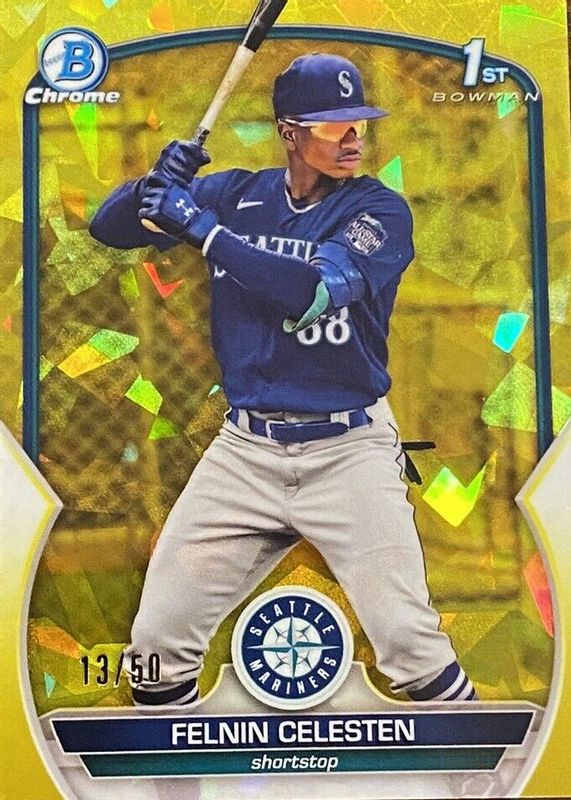 Felnin Celesten 2023 Bowman Chrome Sapphire Edition #BCP-156 Prospects - Yellow /50 (1st) PSA 10