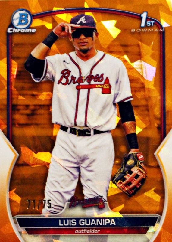 LUIS GUANIPA 1ST BOWMAN SHIMMER REFRACTOR 2023 BOWMAN CHROME ATLANTA BRAVES