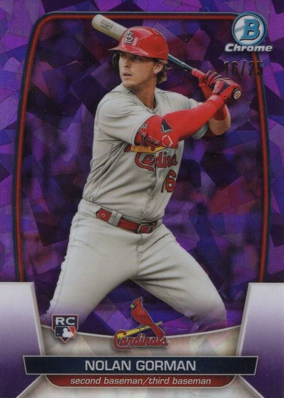 Nolan Gorman 2023 Bowman Chrome Sapphire Edition #48 Purple /25 Rookie PSA 9