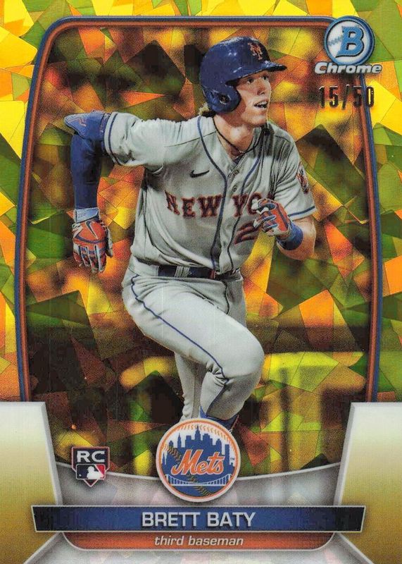 Brett Baty 2023 Bowman Chrome Sapphire Edition #15 Yellow /50 Rookie RAW