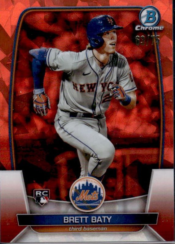 Brett Baty 2023 Bowman Chrome Sapphire Edition #15 Orange /75 Rookie RAW