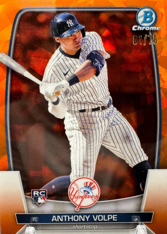 Anthony Volpe 2023 Bowman Chrome Sapphire Edition #11 Orange /75 Rookie SGC 9