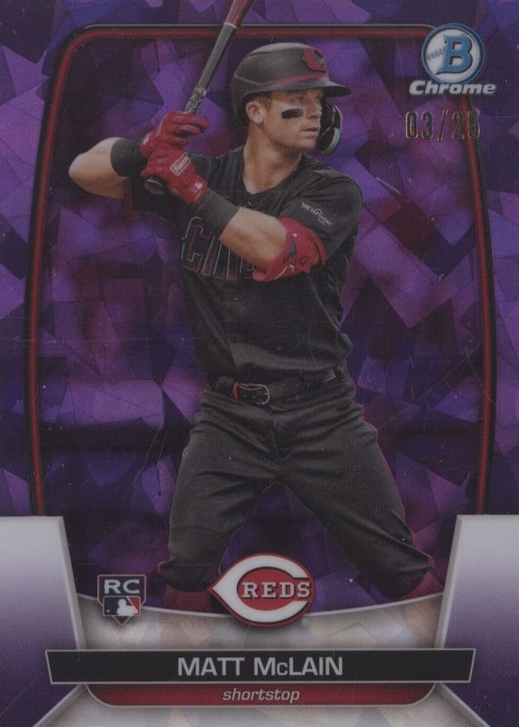 Matt McLain 2023 Bowman Chrome Sapphire Edition #94 Purple /25 Rookie PSA 10