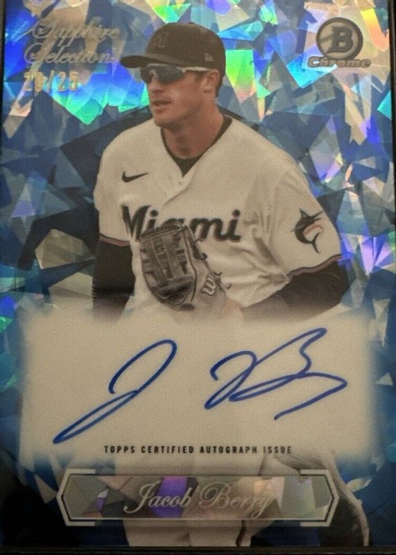 Jacob Berry 2023 Bowman Chrome Sapphire Edition #SSA-JB Sapphire Selections Autographs /25 RAW