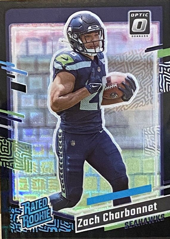 Zach Charbonnet 2023 Donruss #392 Optic Preview - Black Pandora /25 Rookie RAW