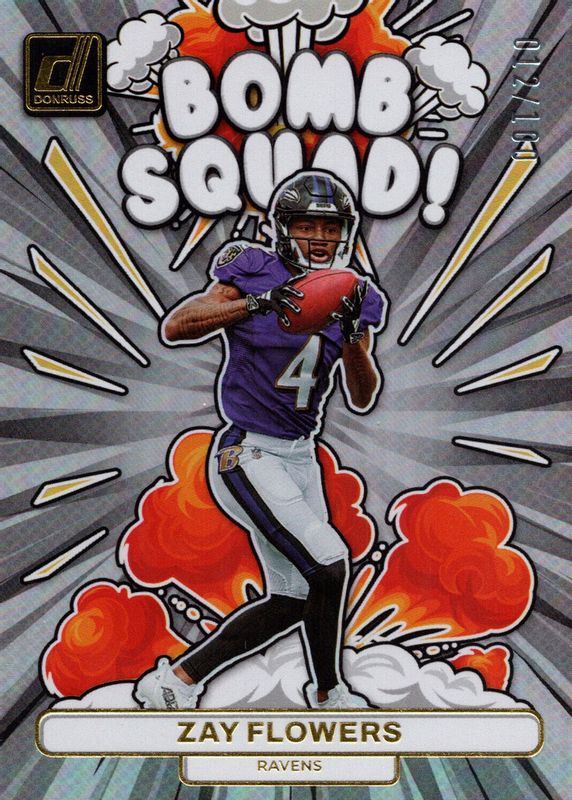 Zay Flowers 2023 Donruss #BS-12 Bomb Squad - Holo /100 Rookie RAW