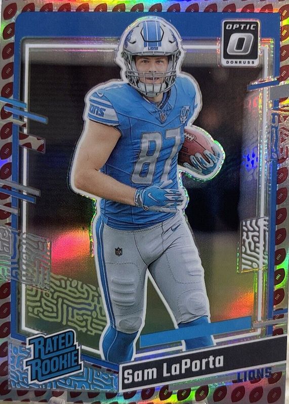 Sam LaPorta 2023 Donruss #332 Optic Preview - Football Emoji Rookie BGS 9