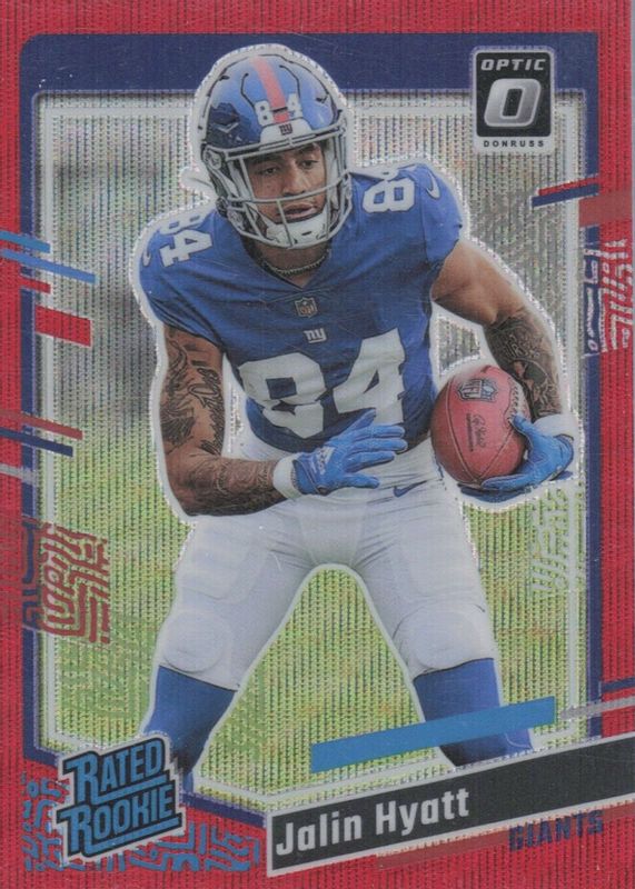 Jalin Hyatt 2023 Donruss #378 Optic Preview - Red Wave Rookie SGC 10