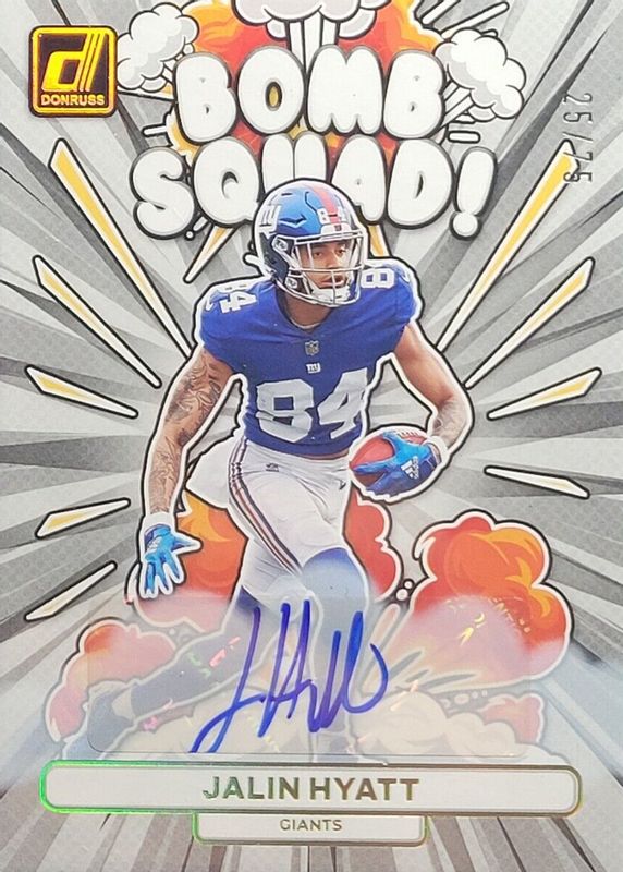 Jalin Hyatt 2023 Donruss #BS-19 Bomb Squad Autographs (/75) Rookie SGC 10