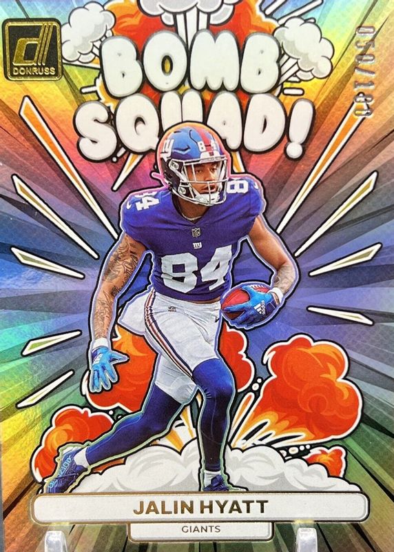 Jalin Hyatt 2023 Donruss #BS-19 Bomb Squad - Holo /100 Rookie SGC 9.5