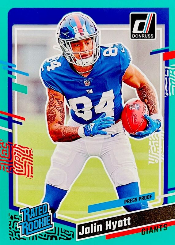 Jalin Hyatt 2023 Donruss #378 Press Proof Green Rookie RAW